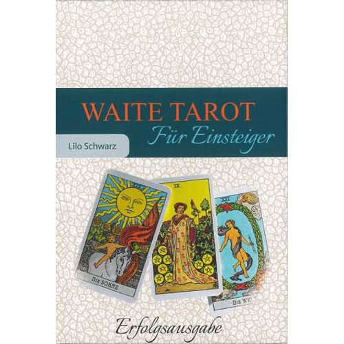Tarotkarten auf Buchcover mit Titel "Waite Tarot für Einsteiger".